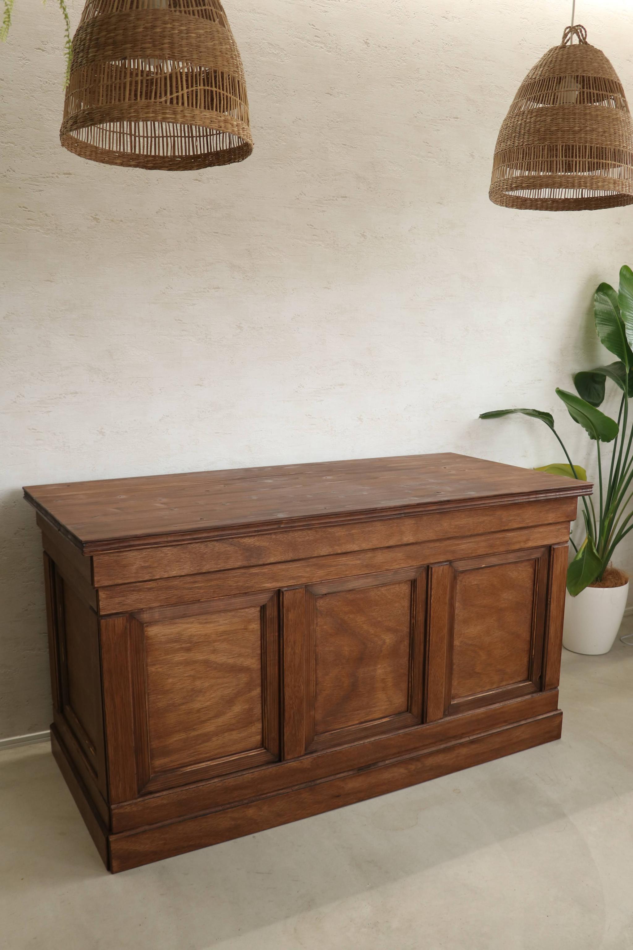 折畳みアンティークカウンター 折りたたみテーブル レジ台 キャッシャー 受付 ディスプレイ 店舗什器 マルシェ | 3枚目